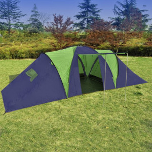 Cort camping din material textil, 9 persoane, albastru și verde - Img 1