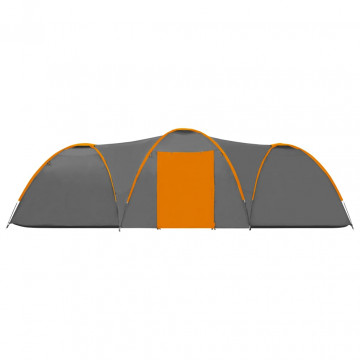 Cort camping tip iglu, 8 pers., gri/portocaliu, 650x240x190 cm - Img 4