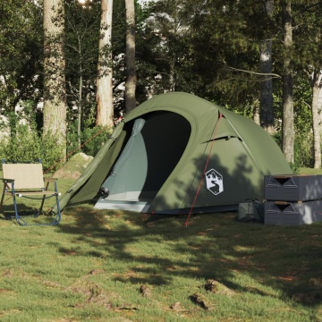Cort camping tunel pentru 2 persoane verde măsliniu impermeabil - Img 3