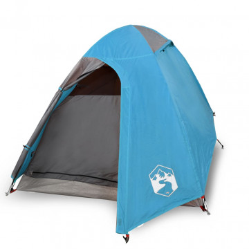 Cort de camping 2 persoane albastru, 254x135x112 cm, tafta 185T - Img 2
