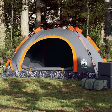 Cort de camping, 2 persoane, gri/portocaliu, setare rapidă - Img 1