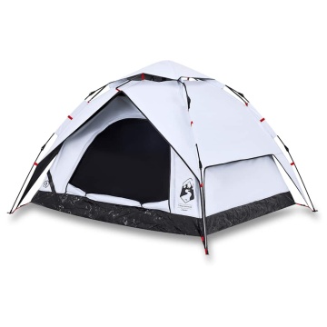 Cort de camping 3 persoane, alb opac, setare rapidă, țesătură - Img 2