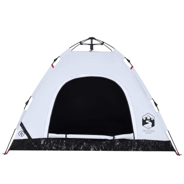 Cort de camping 3 persoane, alb opac, setare rapidă, țesătură - Img 5