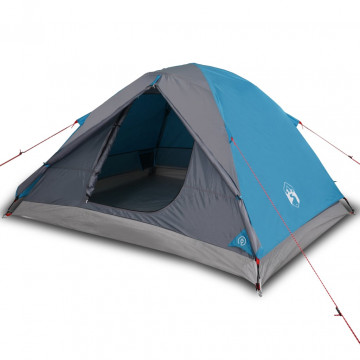 Cort de camping 3 persoane albastru, 240x217x120 cm, tafta 190T - Img 2