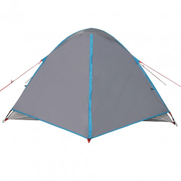 Cort de camping 3 persoane albastru, 240x217x120 cm, tafta 190T - Img 6