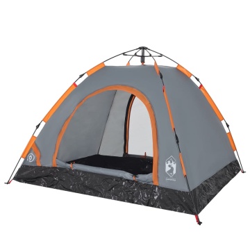 Cort de camping, 3 persoane, gri/portocaliu, setare rapidă - Img 8