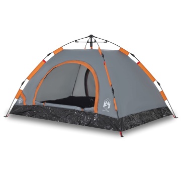 Cort de camping, 3 persoane, gri/portocaliu, setare rapidă - Img 2