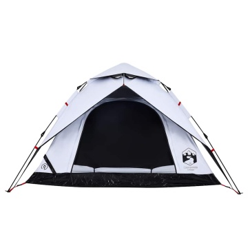 Cort de camping 4 persoane, alb opac, setare rapidă, țesătură - Img 6