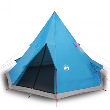 Cort de camping 4 persoane albastru, 367x367x259 cm, tafta 185T - Img 2