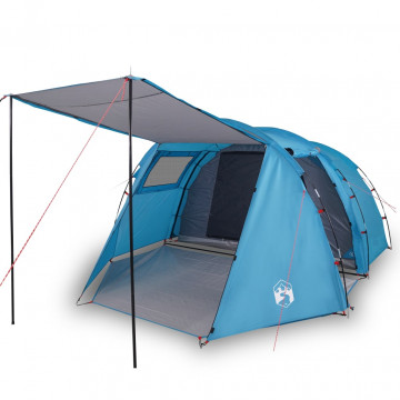 Cort de camping 4 persoane albastru, 420x260x153 cm, tafta 185T - Img 2