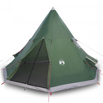 Cort de camping 4 persoane, verde, 367x367x259 cm, tafta 185T - Img 2