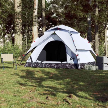 Cort de camping 5 persoane, alb opac, setare rapidă, țesătură - Img 3