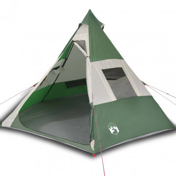 Cort de camping 7 persoane, verde, 350x350x280 cm, tafta 185T - Img 2