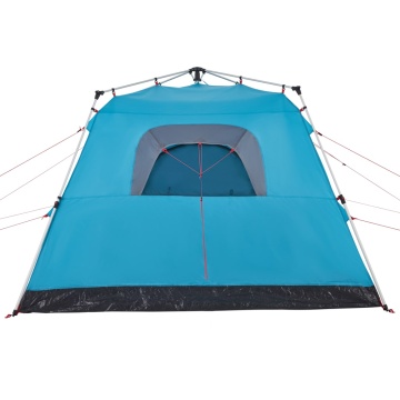 Cort de camping cabană 4 persoane albastru cu eliberare rapidă - Img 7