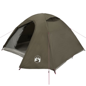 Cort de camping cupolă pentru 3 persoane, maro, impermeabil - Img 4