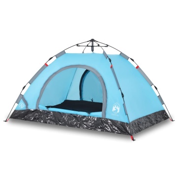 Cort de camping pentru 3 persoane, setare rapidă, albastru - Img 2