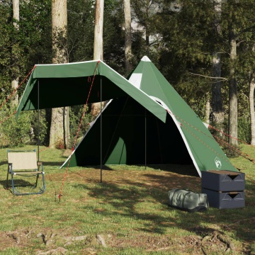 Cort de camping tipi pentru 5 persoane, verde, impermeabil - Img 4
