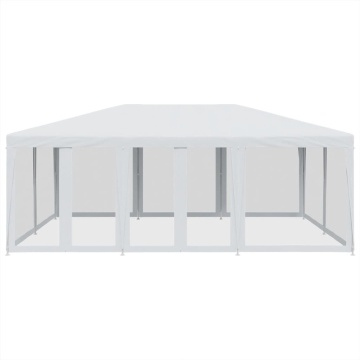 Cort de petrecere cu 10 pereți din plasă, alb, 6x4 m, HDPE - Img 3