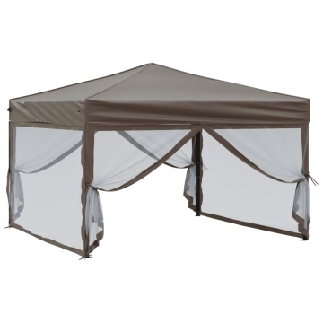 Cort pliabil pentru petrecere, pereți laterali, taupe, 3x3 m - Img 3