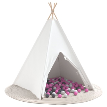 Cort Teepee pentru Copii cu Geantă Peach & Bile de Joacă Albă - Img 3
