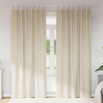 Cortine Blackout cu bucle de suspendare 2 buc Creme Catifea - Img 1
