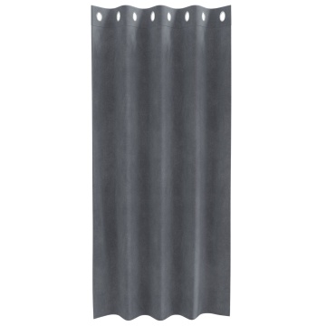 Cortine blackout cu ochiuri 2 pcs Gri foarte deschis din catifea - Img 4