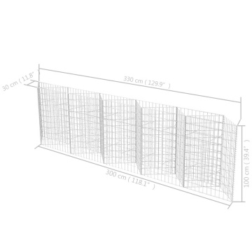 Coș gabion, 300 x 30 x 100 cm, oțel galvanizat - Img 7