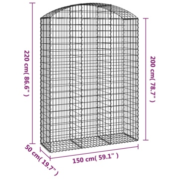 Coș gabion arcuit, 150x50x200/220 cm, fier galvanizat - Img 5