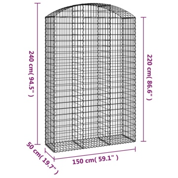 Coș gabion arcuit, 150x50x220/240 cm, fier galvanizat - Img 5