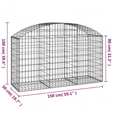 Coș gabion arcuit, 150x50x80/100 cm, fier galvanizat - Img 5