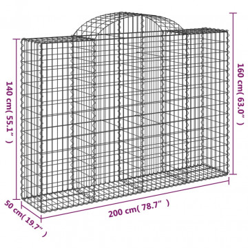 Coș gabion arcuit, 200x50x140/160 cm, fier galvanizat - Img 5
