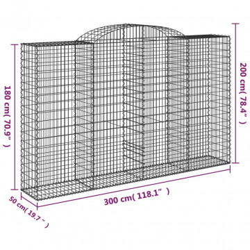 Coș gabion arcuit, 300x50x180/200 cm, fier galvanizat - Img 5