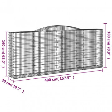 Coș gabion arcuit, 400x50x160/180 cm, fier galvanizat - Img 5