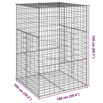 Coș gabion cu capac, 100x100x150 cm, fier galvanizat - Img 6