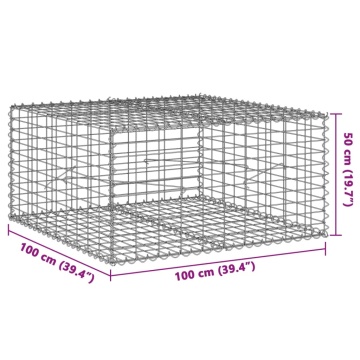 Coș gabion cu capac, 100x100x50 cm, fier galvanizat - Img 6