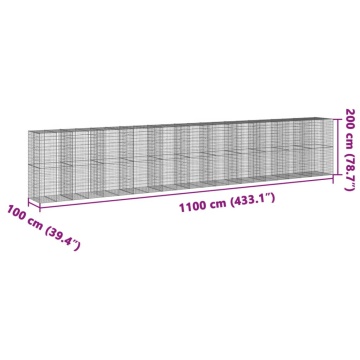 Coș gabion cu capac, 1100x100x200 cm, fier galvanizat - Img 6
