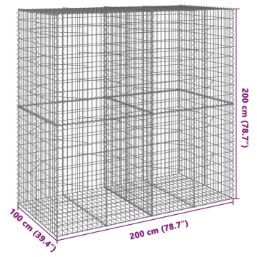 Coș gabion cu capac, 200x100x200 cm, fier galvanizat - Img 6