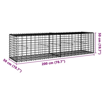Coș gabion cu capac, 200x50x50 cm, fier galvanizat - Img 6