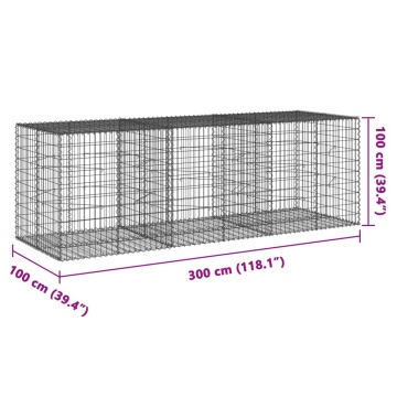 Coș gabion cu capac, 300x100x100 cm, fier galvanizat - Img 6