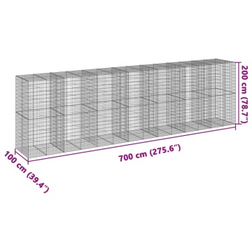 Coș gabion cu capac, 700x100x200 cm, fier galvanizat - Img 6
