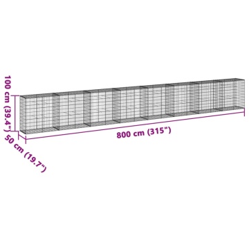 Coș gabion cu capac, 800x50x100 cm, fier galvanizat - Img 6