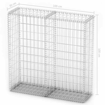 Coș gabion cu capace, sârmă galvanizată, 100 x 100 x 30 cm - Img 9