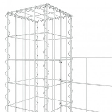 Coș gabion în formă de U cu 4 stâlpi, 380x20x200 cm, fier - Img 6