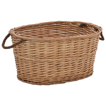 Coș lemne foc mânere de transport natural 56x40x28 cm salcie - Img 1