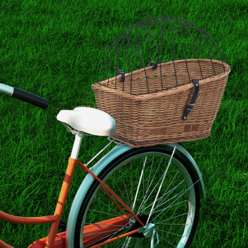 Coș portbagaj bicicletă cu capac 55x31x36 cm, răchită naturală - Img 1