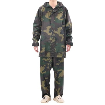 Costum de ploaie, 2 piese, imprimeu camuflaj, cu glugă, XL - Img 3