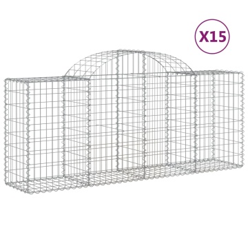Coșuri gabion arcuite 15 buc, 200x50x80/100 cm, fier galvanizat - Img 2
