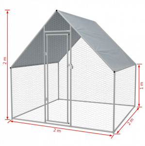 Coteț de găini pentru exterior, 2x2x1,92 m, oțel galvanizat - Img 5
