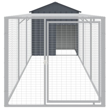 Coteț de pui cu țarc antracit 117x405x123 cm oțel galvanizat - Img 3