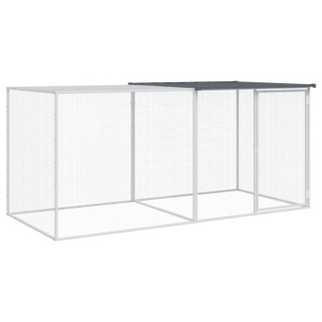 Coteț pui cu acoperiș, antracit, 203x98x90 cm, oțel galvanizat - Img 2